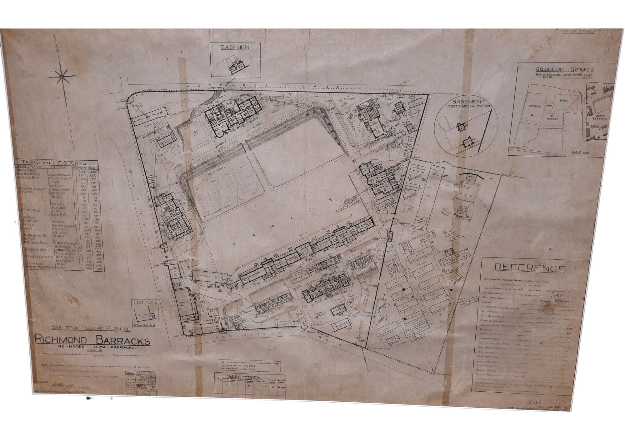 image of an ink plan of Richmond Barracks