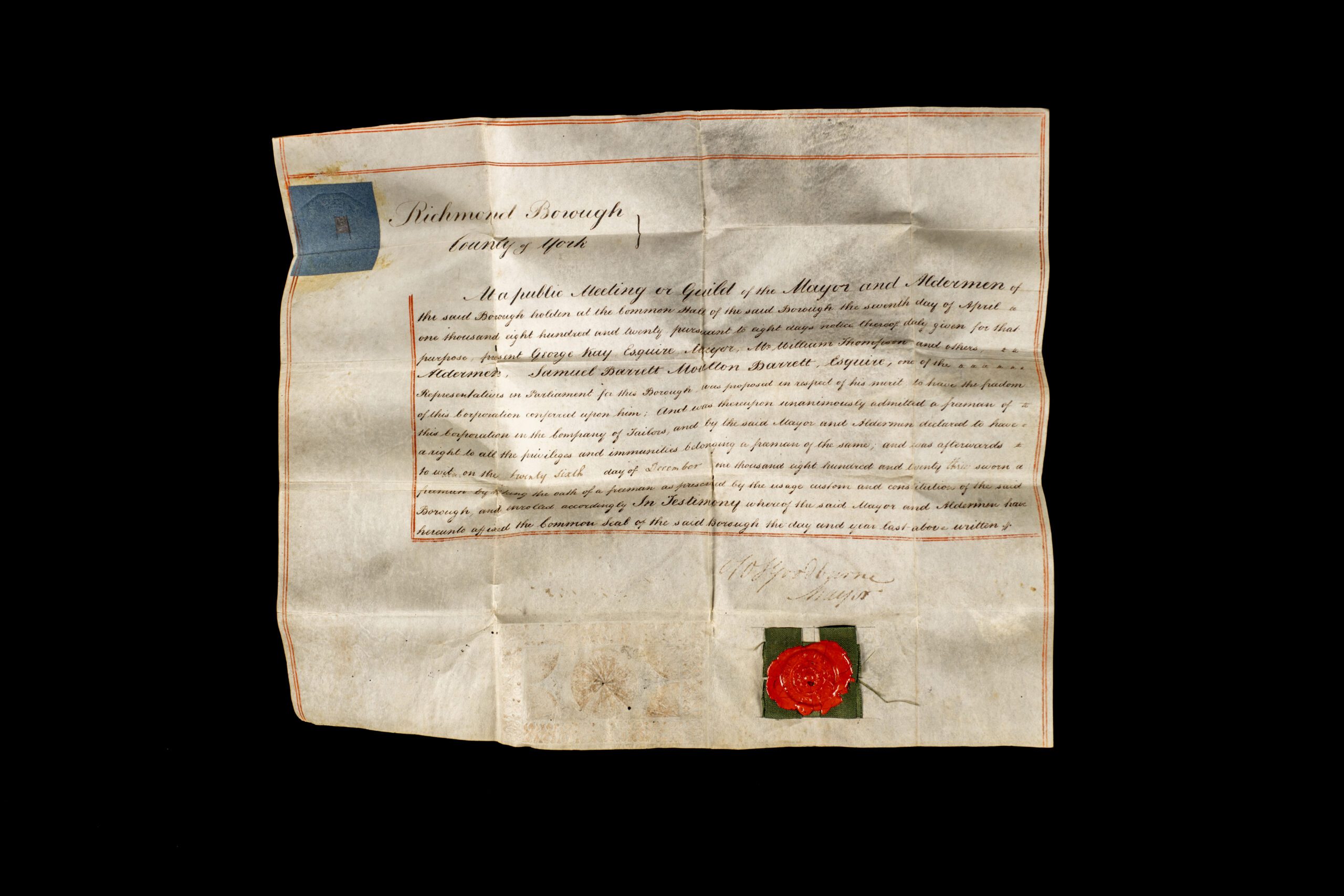 The sealed document granting Samuel his honor.
